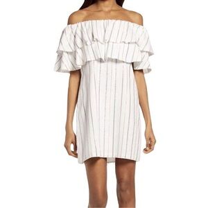 Charles Henry White Off-Shoulder Dress